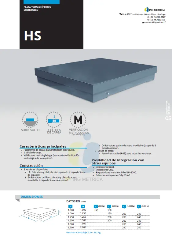 PLATAFORMA SOBRE SUELO EMPOTRABLE PESAJE INDUSTRIAL ALTAS CARGAS DIBAL CHILE
