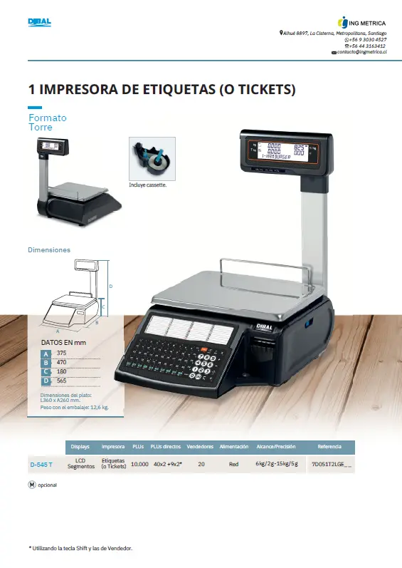 BALANZA ROMANA ELECTRÓNICA DIBAL CHILE ALMACÉN CARNICERÍA VERDULERÍA SUPERMERCADO MINIMARKET