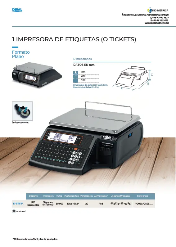BALANZA ELECTRÓNICA DIBAL CHILE